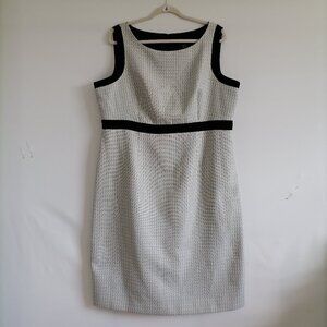 NWT Black Label By Evan Picone Womens Ivory Houndstooth Sheath Dress Size 18